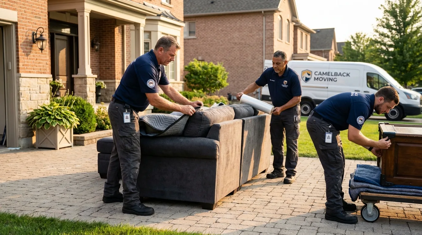 Large estate moving crew wrapping furniture in Hurley, WI