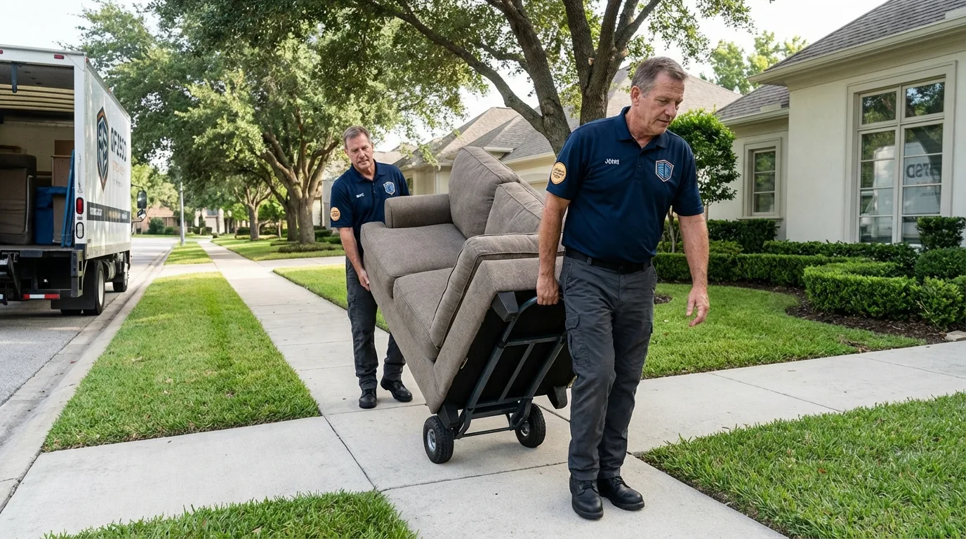 Local residential moving crew loading furniture in Hurley, WI